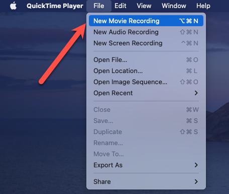 Showing where to click to make a QuickTime recording