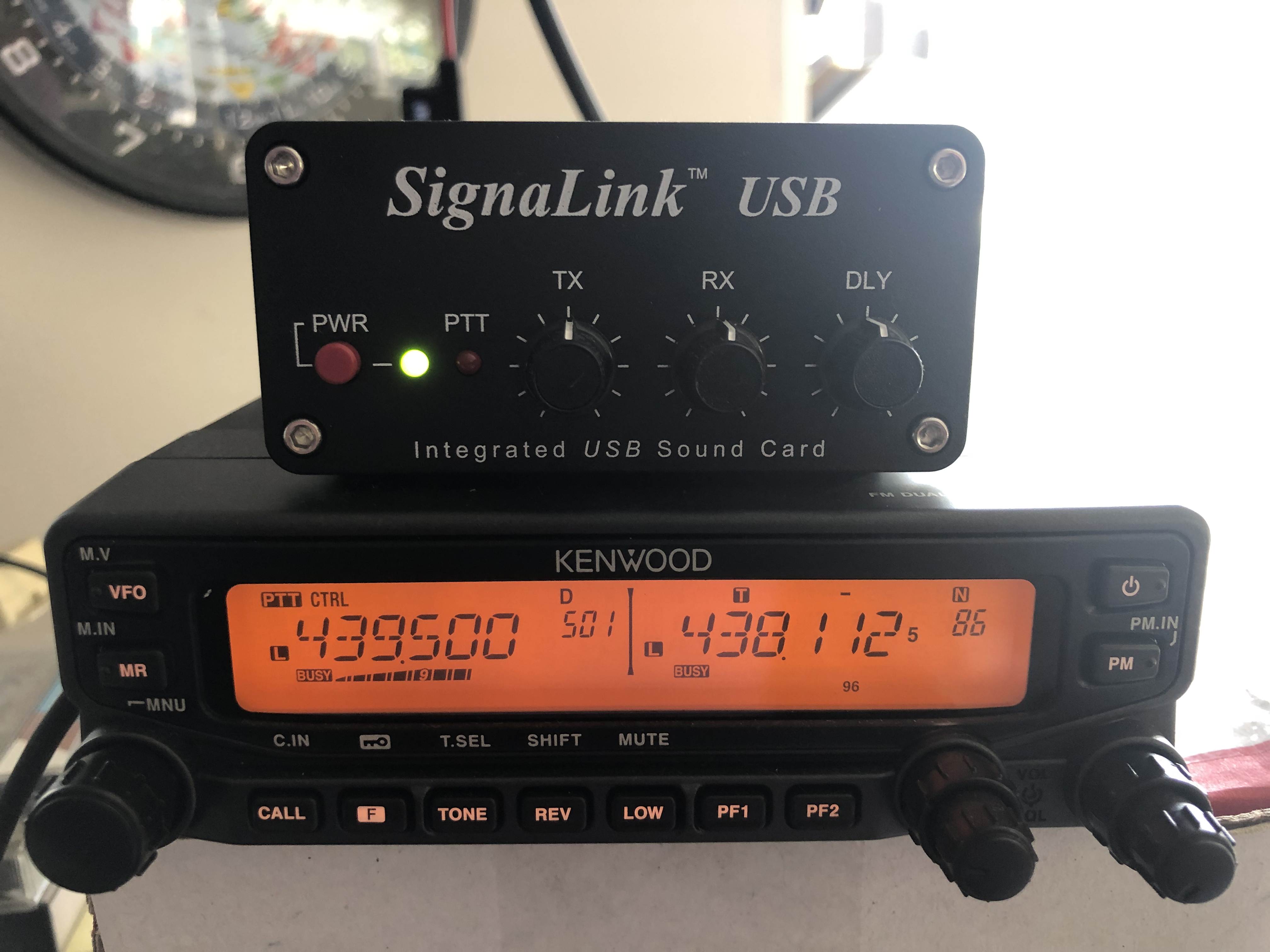 Kenwood TM-V71A connected to a SignaLink